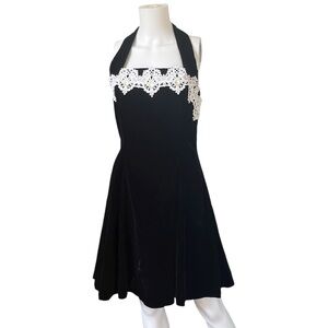 Vintage 90s Jessica McClintock Gunne Sax Black Velvet Mini Dress Goth Size 11/12